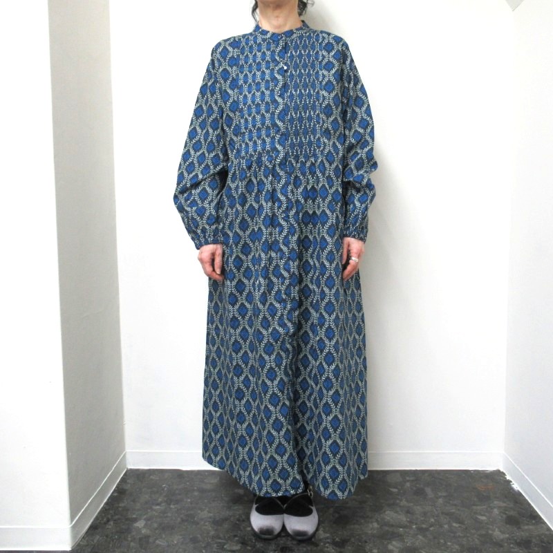 sosotto ツタ柄細ピンタックウエストドロストワンピース /NV65